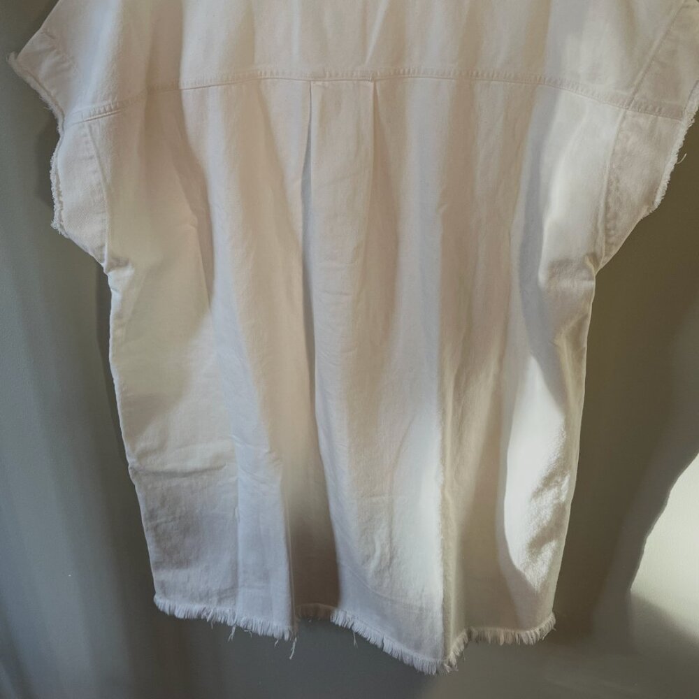 NWOT Everlane Denim Workwear Dress w/ Frayed Hem - Bone - Size XXL - Picture 7 of 15